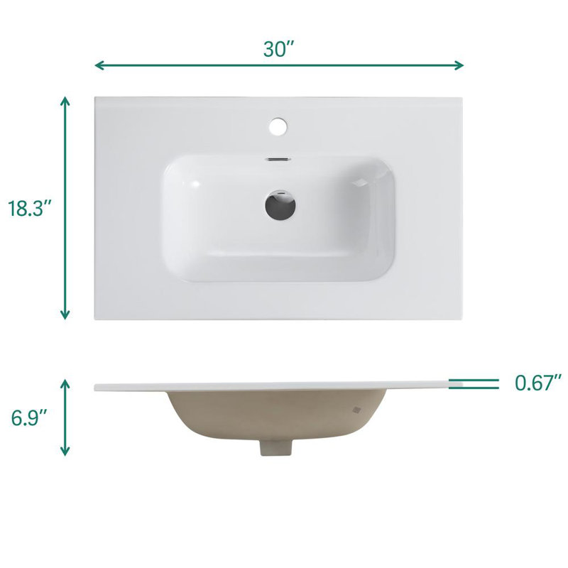 29.94" Bathroom Vanity, Glossy White