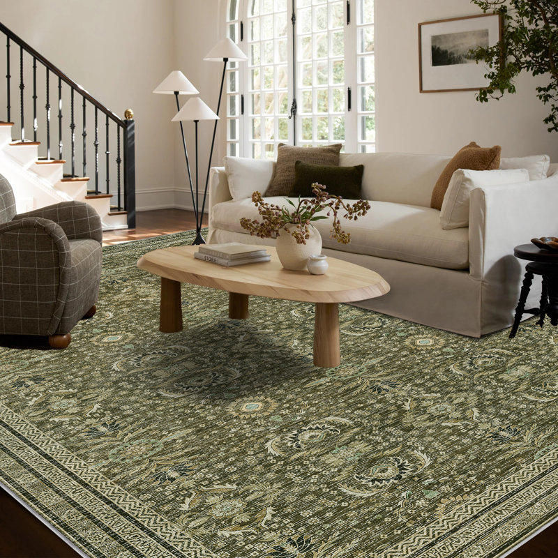 Flaxen Machine-Washable  Non-Slip Rug, Children And Pets Friendly., Rectangle 9' x 12'