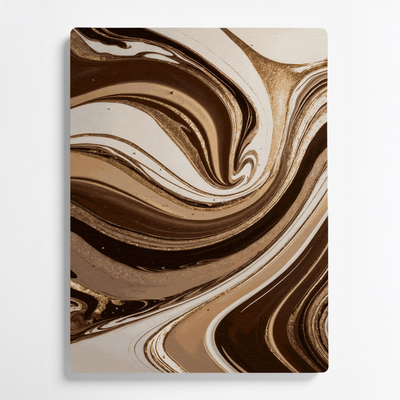 Abstrait art fluide 51, art mural en métal brun, H 11 po x l 14 po