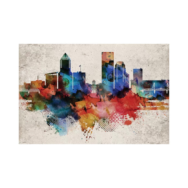 Portland Abstract - Print on Canvas, Wrapped Canvas, 66.04cm H x 101.6cm W x 1.91cm D