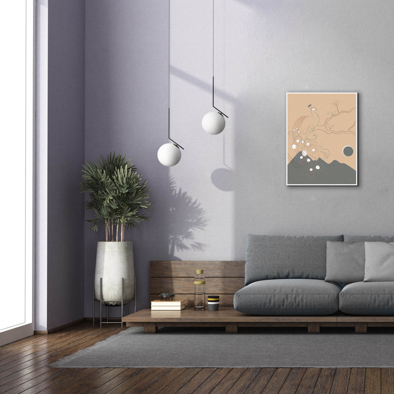 «Art japonais paon sur l'arbre» par Sabrina Balbuena, art mural épique sur toile, 26 po x 34 po, H 34 po x l 26 po