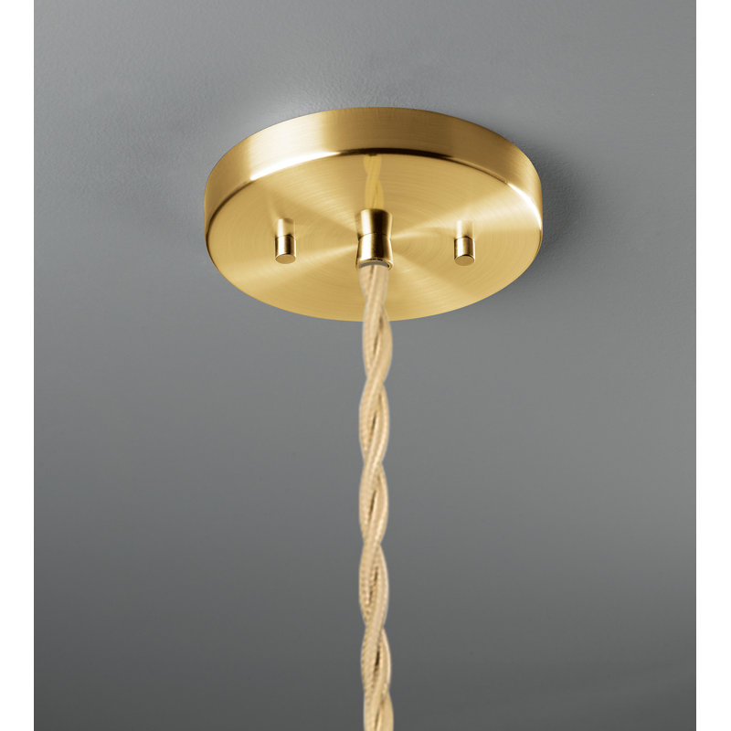 Luminaire suspendu à 1 lumière Meydan, Gris brillant, Laiton antique, H 9,5 po x l 13,5 po x P 13,5 po