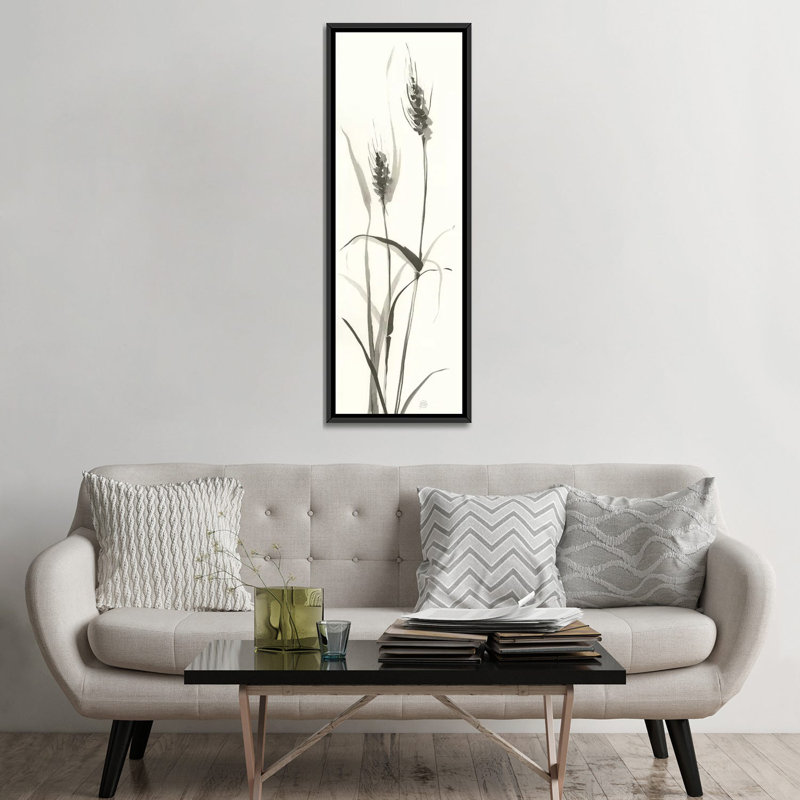 «Wild Grass I», art textuel sur toile, H 60 po x l 20 po x P 1,5 po, Toile avec cadre noir