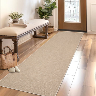 Tapis de corridor lavable, tapis tissé à poils courts antidérapant, tapis pliable moderne et minimaliste de couleur unie pour couloir, cuisine, salle de bain, chevet