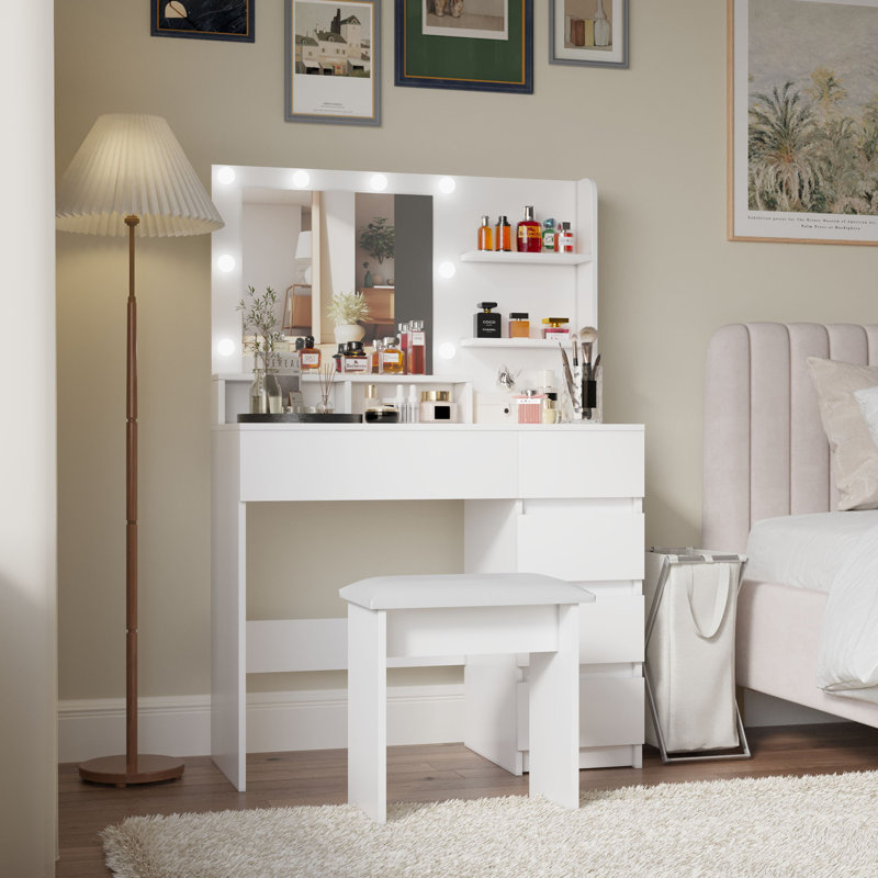 Makeup Vanity Desk Set with Mirror & Light
