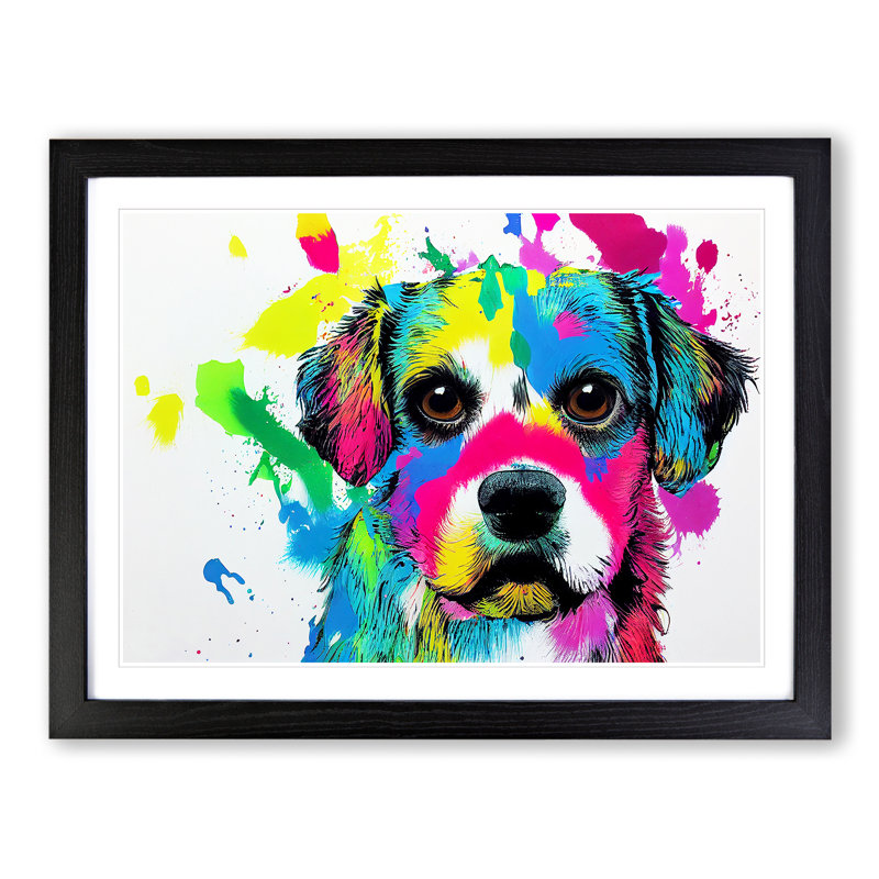 Dog Splash Vol.2 Abstract - Single Picture Frame Print, 46cm H x 64cm W, Black