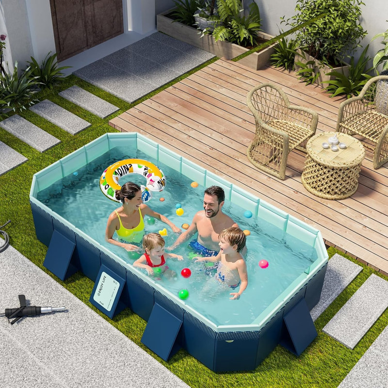 Piscine pliable non gonflable avec matériau en PVC durable pour la famille, piscine extérieure facile à installer