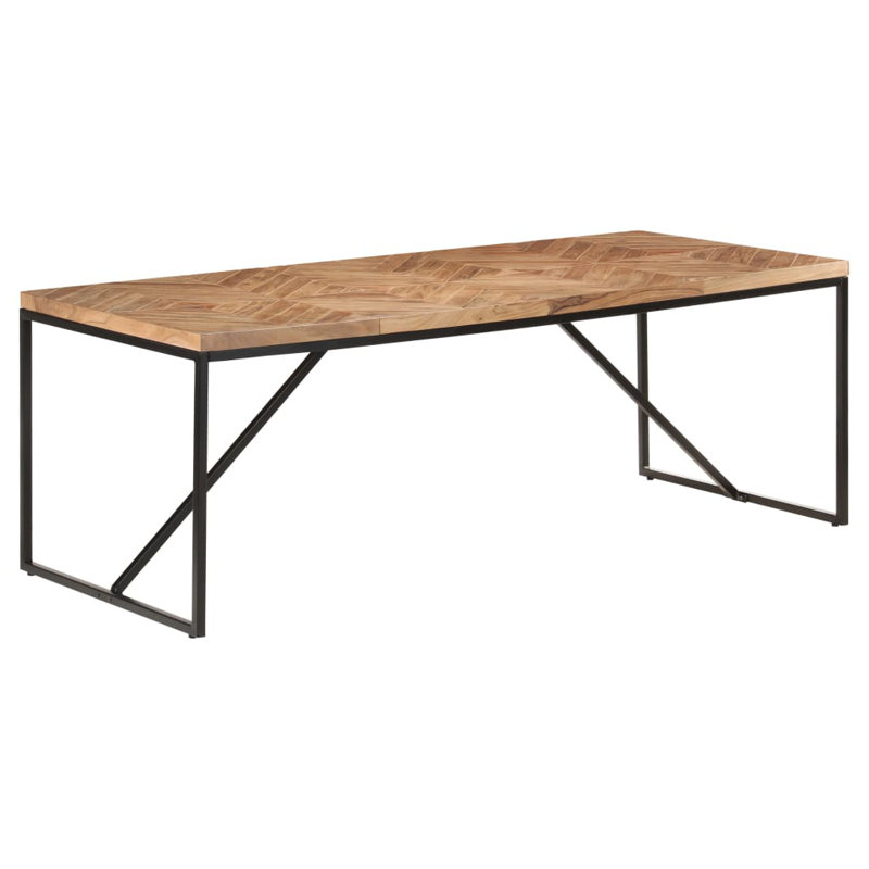 Table de salle à manger Cuisine Table de salle à manger en bois d'acacia et de manguier massif, Brun, Noir