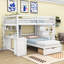 Lit superposé double en bois double avec bureau, tablettes et 8 tiroirs-2039917119