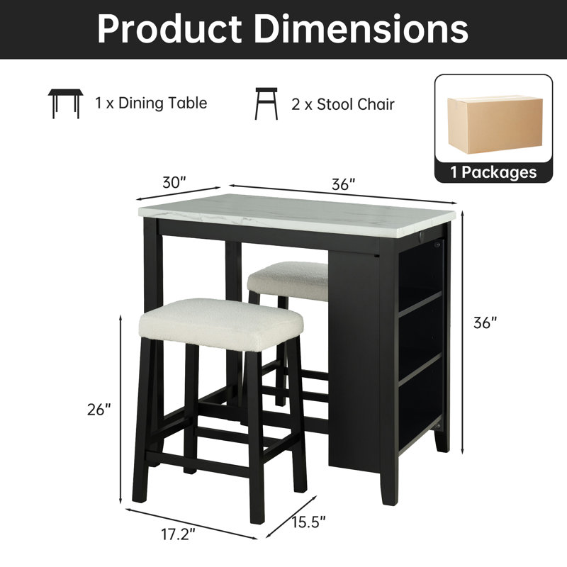 Brann 3-Piece Counter Height Dining Table Set