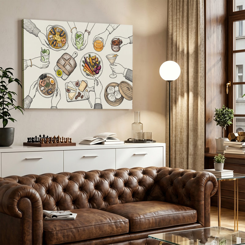 «Dinner Party Food», art sur toile tendue, prête à être suspendue, 28x40in
