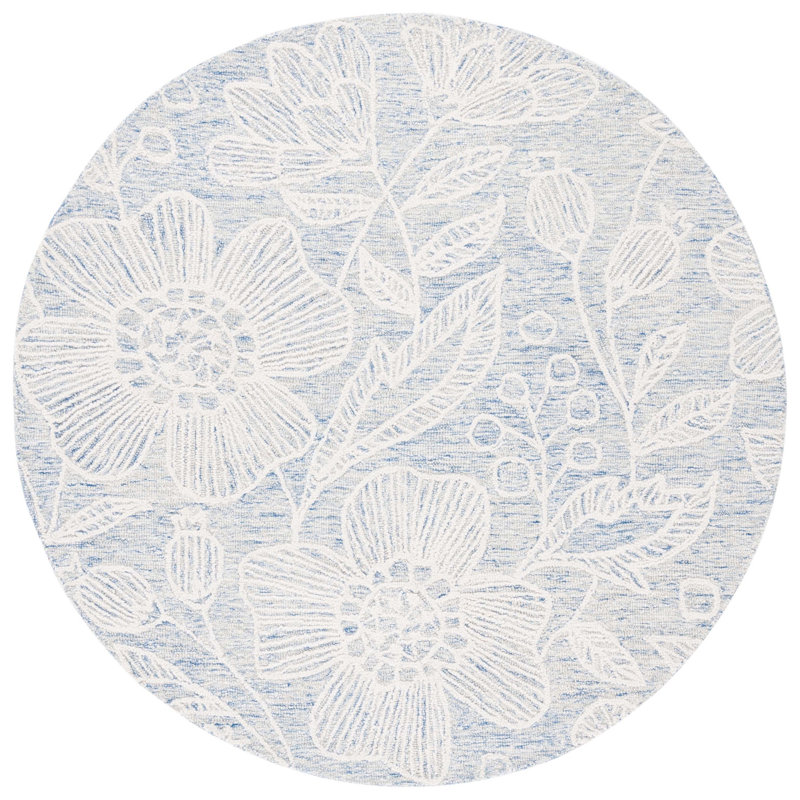 Jardin Hand Tufted Wool Floral Rug, Round 6'