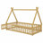 Modern Tent-Shaped Teepee Floor Bed With Guardrails, Slats And Door-440176187-440176184