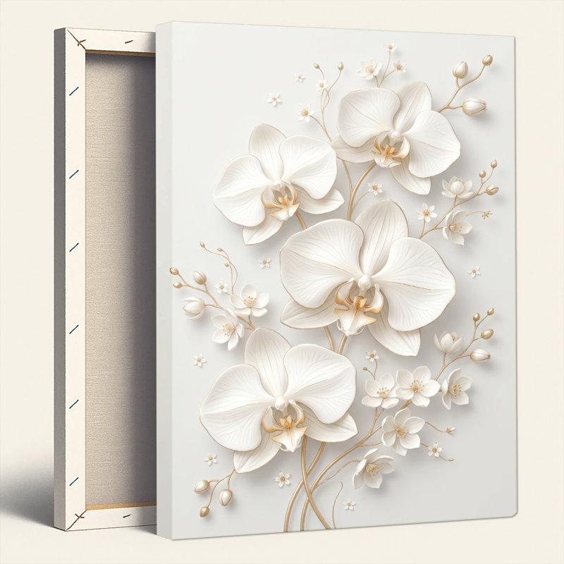 Ensemble de 1 tableau sur toile Orchidée Blanche, 24"H x 18"W, Wrapped Canvas
