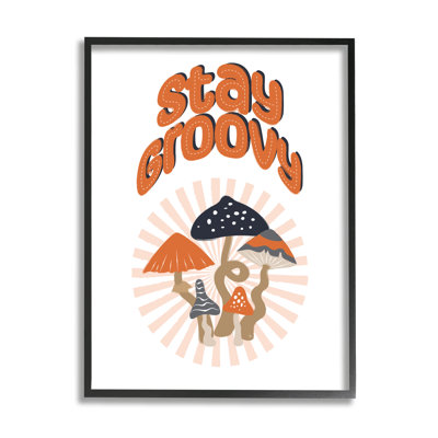 «Stay Groovy Mushroom», impression sur bois par Martina Pavlova