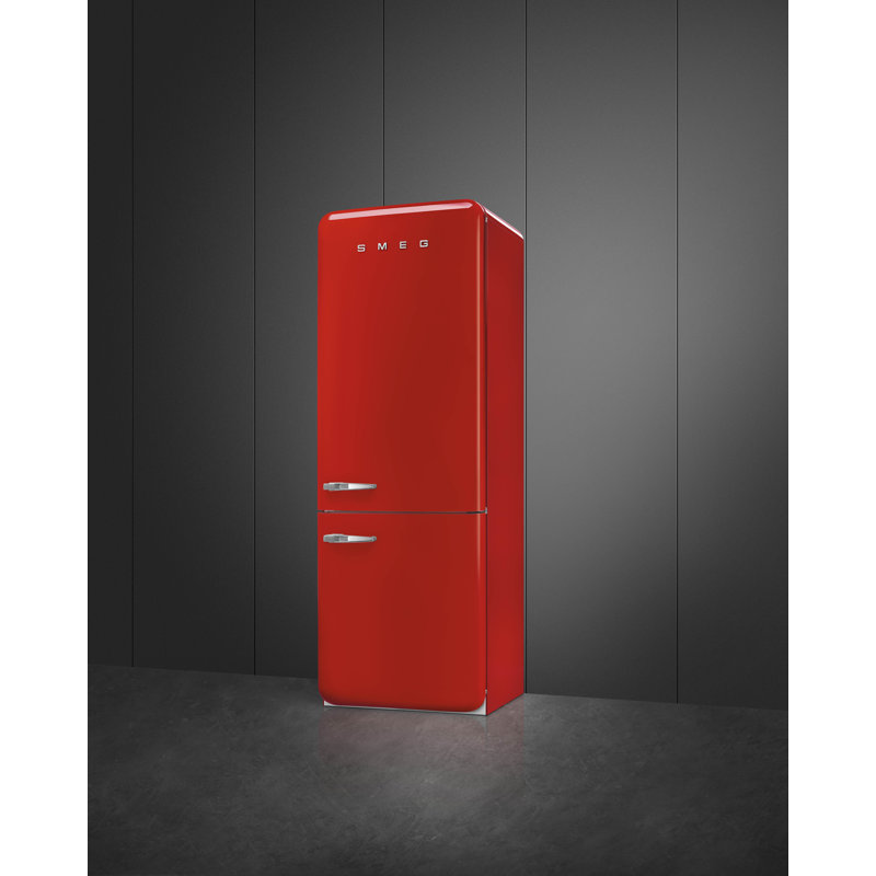 SMEG 27.8" Bottom Freezer 16.26 cu. ft. Energy Star Refrigerator, Red, Left Handed