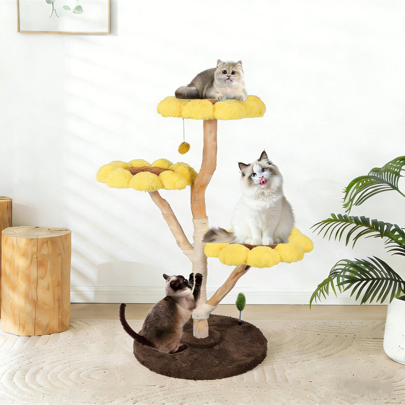 Arbre à chat 42,13 po avec poteau à griffes et perchoirs confortables