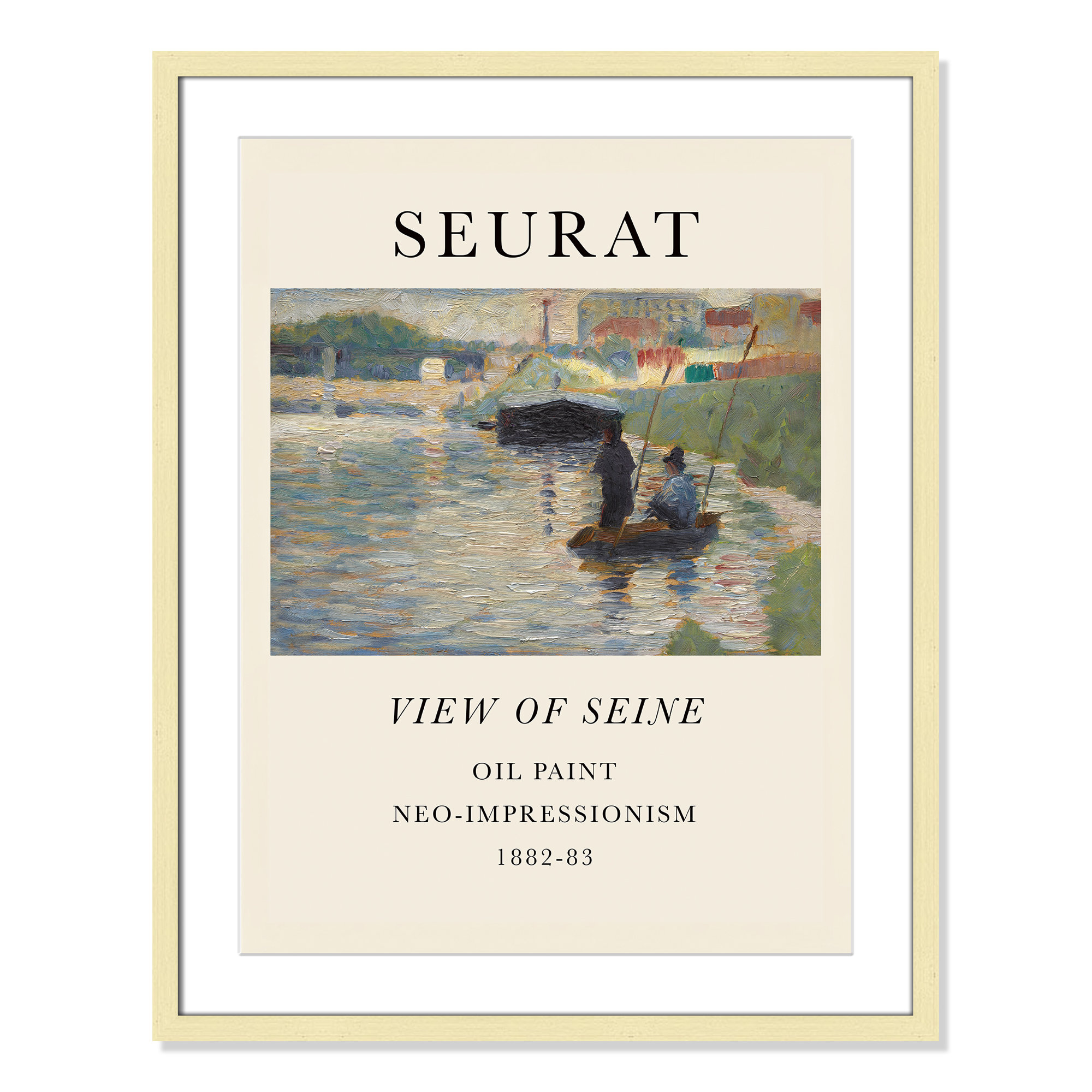 View Of Seine by Georges Seurat, Gold Single Picture Frame, Yes, 29.5" H x 23.5" W x 1.25" D