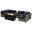 Ensemble de conversation pour 4 personnes avec foyer et coussins Sunbrella Lsi-63092787