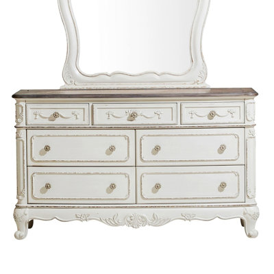 Commode classique avec 7 tiroirs, commode de rangement pour chambre à coucher