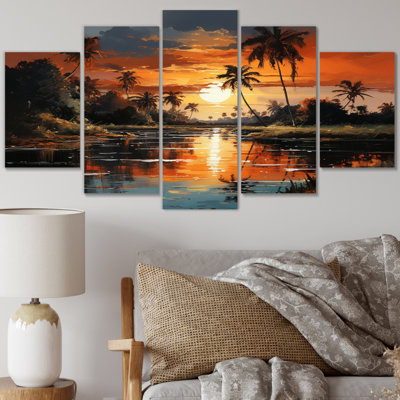 Dominicain Sunset Reflections - ensemble d'art mural nautique et plage en métal
