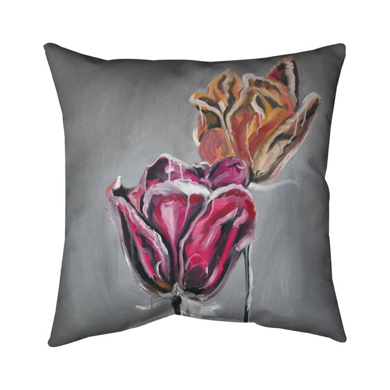 Abstract tulips - 18"x18" Throw pillow - Poly twill - Print on demand