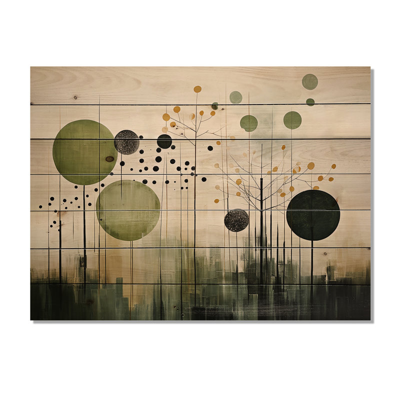 «Green Beige Modern Scandinavian Serenade I» sur impression sur bois, H 24 po x l 32 po x P 0,78 po