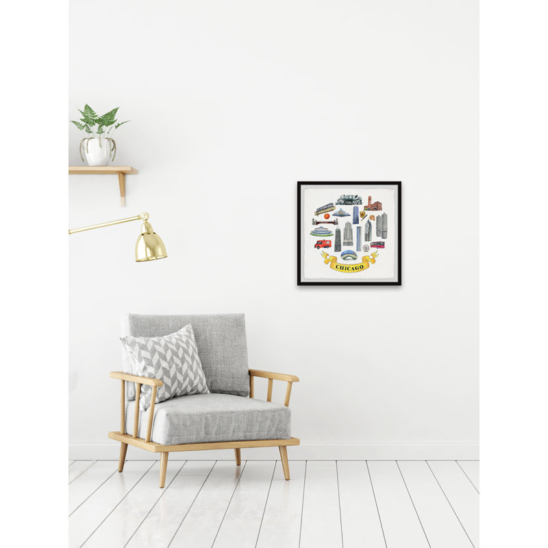 Ultimate Chicago Bucket List - Reproduction d'art sur papier encadrée, H 32 po x l 32 po x P 1,5 po