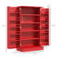 Tablette de cuisine autoportante de 41 po, rouge, avec 12 tablettes de porte et tablettes décoratives rouges, 5 rangées