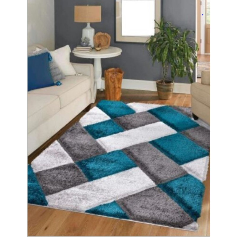 Urban Geometric Shag Area Rug, Rectangle 120 x 170cm