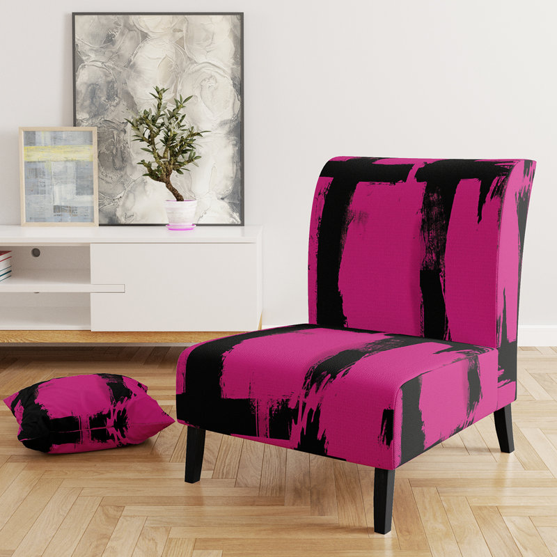 Fauteuil de chambre Talaisha Crossing Paths II - Noir et blanc, Mélange de polyester mauve / noir