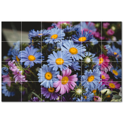 Panneau décoratif en céramique 12 po x 12 po Flowers Photo Flowers