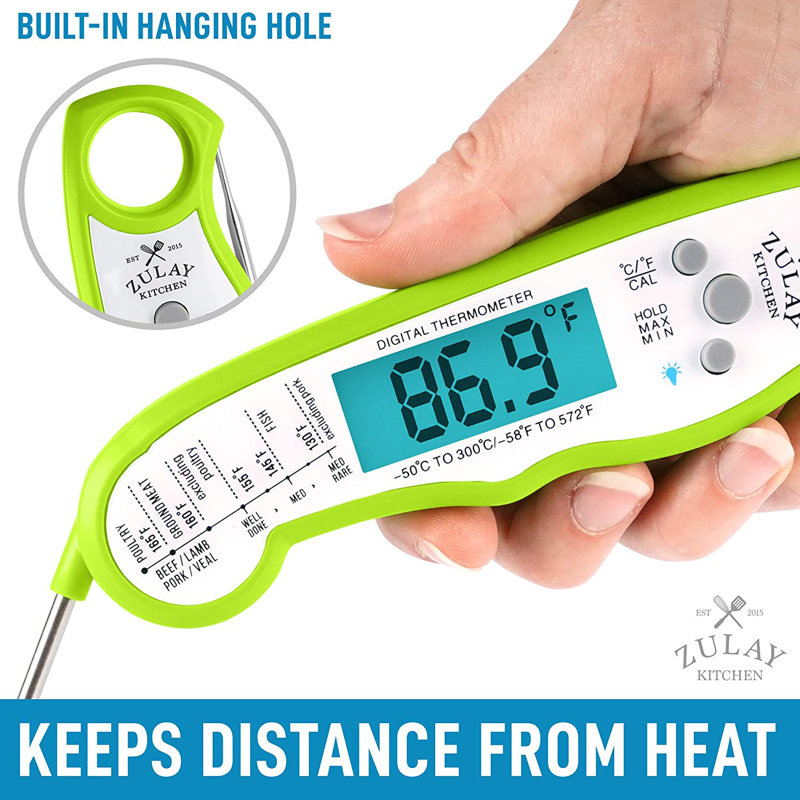 Zulay Kitchen Zulay Kitchen Instant Read Food Thermometer Waterproof Digital Meat Thermometer w/ Backlight