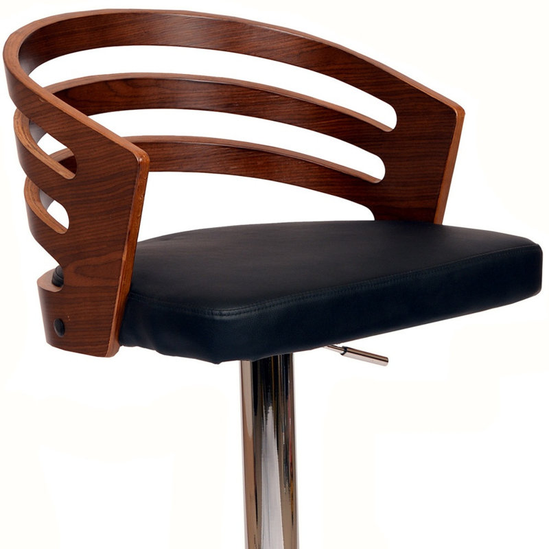 Tabouret de bar pivotant noir en similicuir noir et chrome