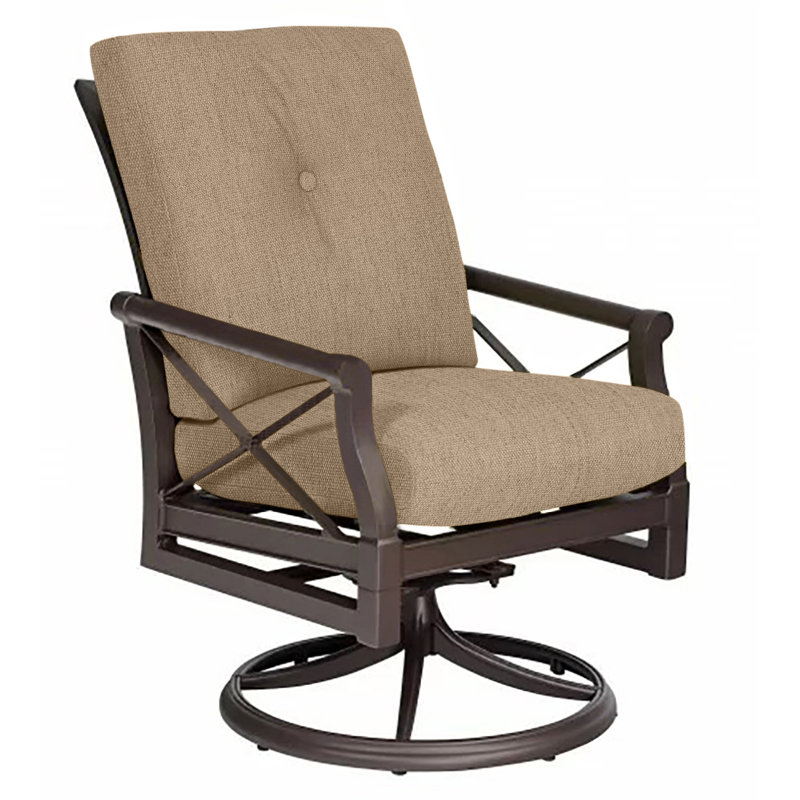 Andover Outdoor Rocker Chair, Canvas Heather Beige Sunbrella® Canvas, Chestnut Brown