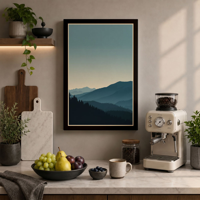 Mountains at Dusk Minimalist - Wrapped Canvas, 36x24 - 91.4 x 61.0 cm, White Border