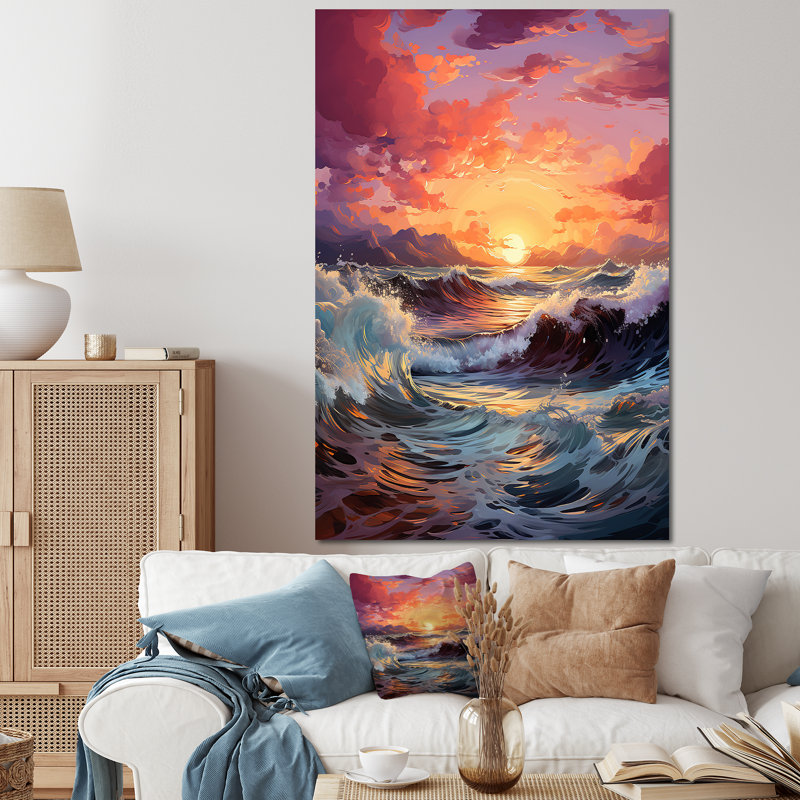 «Horizon's Embrace Photorealistic Sunset IV - Sunset», art mural, Toile tendue, H 32 po x l 24 po