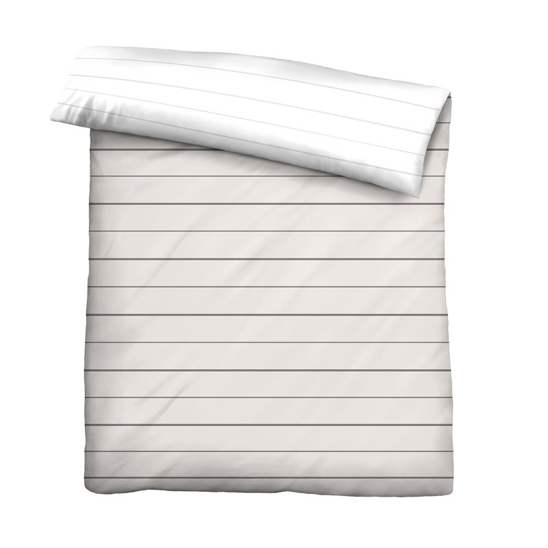 Mix & Match Cotton Striped Duvet Cover, Taupe, Double Duvet Cover