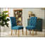 Ensemble de 2 chaises parsons capitonnées en bois massif Habit, bleu, alliant élégance et confort pour une salle à manger moderne-774856845