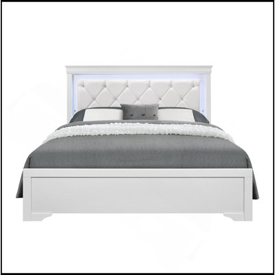 SHAKER  WHITE QUEEN BED WITH LED