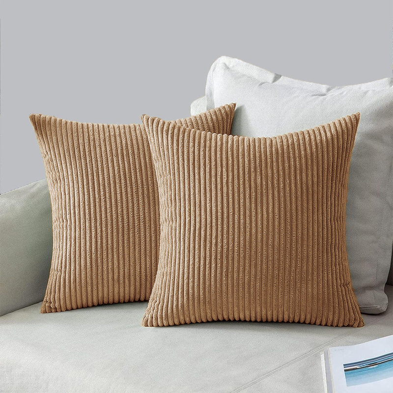 Deconov Cotton Indoor / Outdoor Square Throw Cushion, Camel