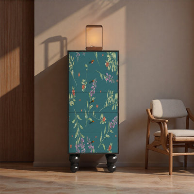 Armoire de rangement à cinq tiroirs en bois de frêne