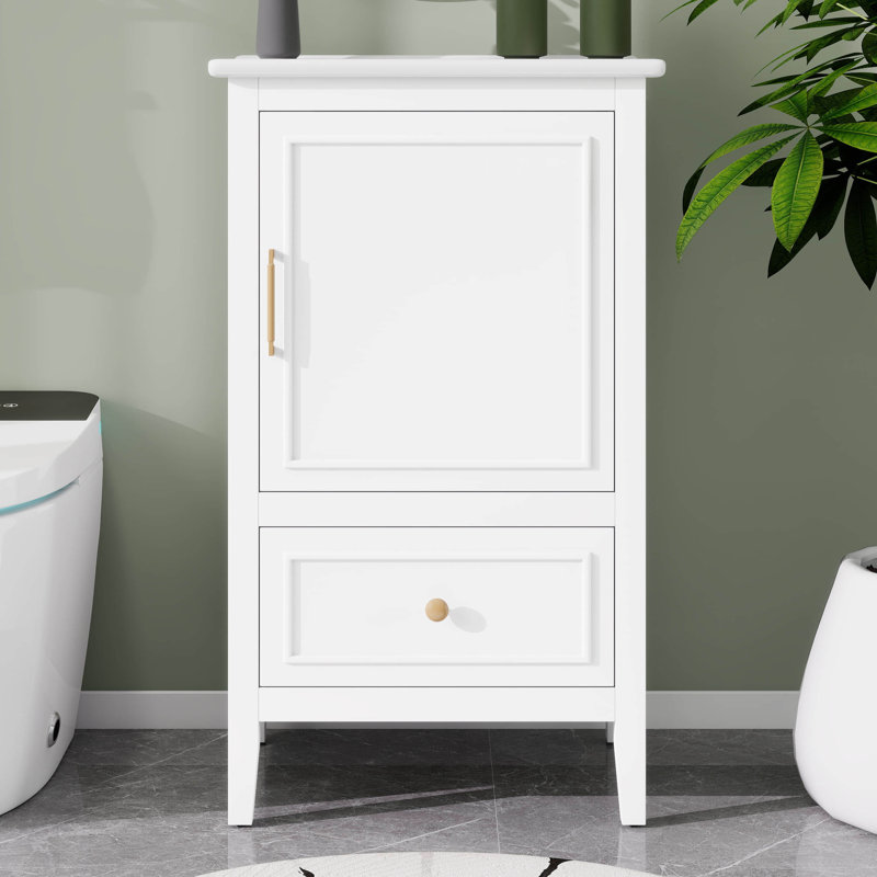Meuble-lavabo de 20 po avec lavabo, meuble de rangement autoportant avec porte à fermeture douce, support de porte et tiroir