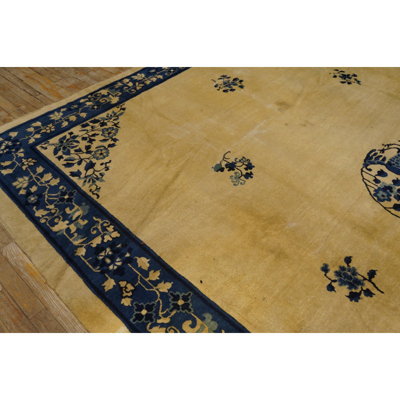 Antique Peking Chinese Medallion Beige 1920s Rug