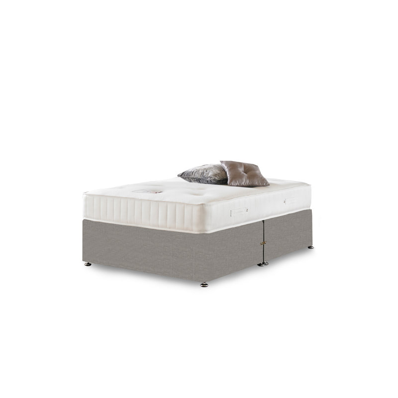 Asia Memory Foam Divan Bed Set, No Storage, Silver Linen, Double (4'6)