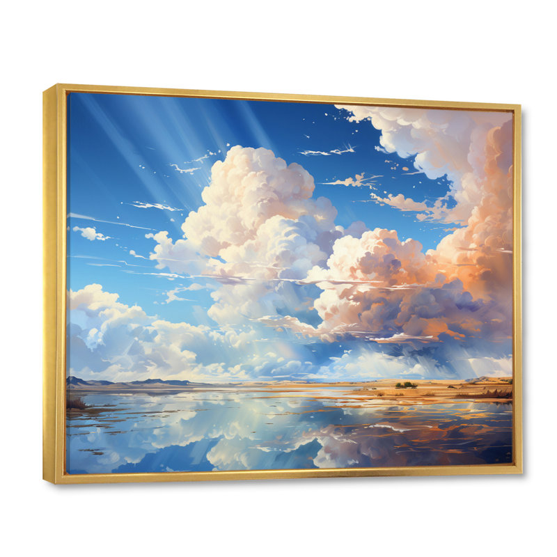 Clouds Whimsical Wisps II - impression, H 12 po x l 20 po x P 1 po, Cadre flottant doré