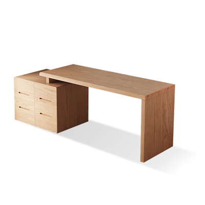 Bureau rectangulaire en bois massif avec 6 tiroirs Burlywood