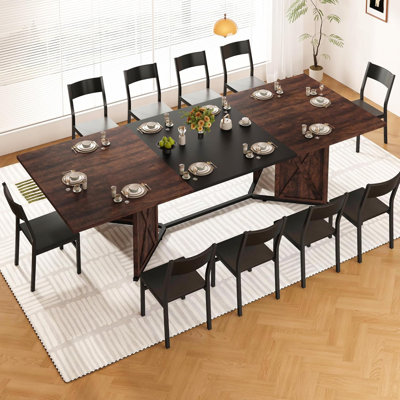 94.5" Rectangular Farmhouse Dining Table with Wood-Look Top and Adjustable Leveling Feet, Seats 8