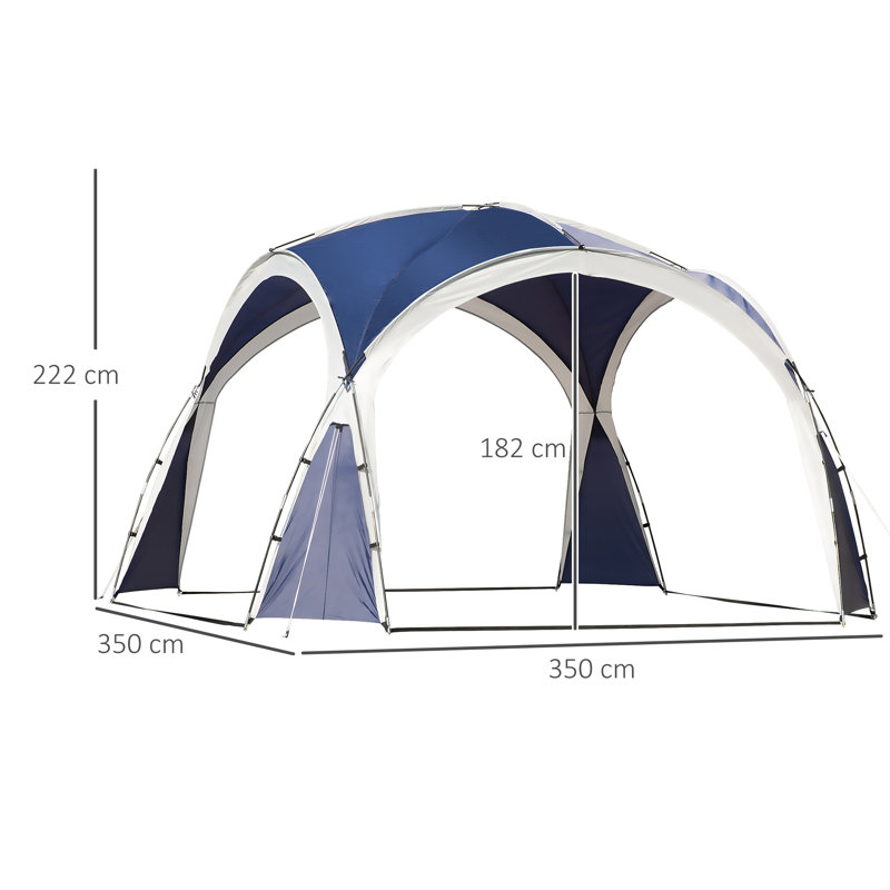 Outsunny 3.5 x 3.5M Camping Gazebo Dome Tent for 6-8 Person Blue and Grey