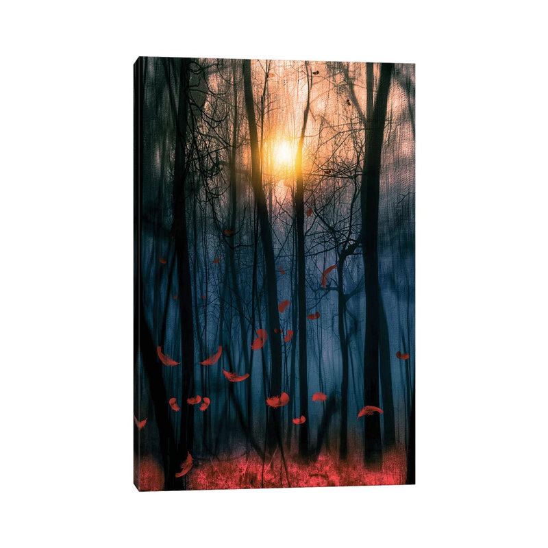 Red Feather Dance by Viviana Gonzalez - Wrapped Canvas Print, 20.32 cm H x 30.48 cm W
